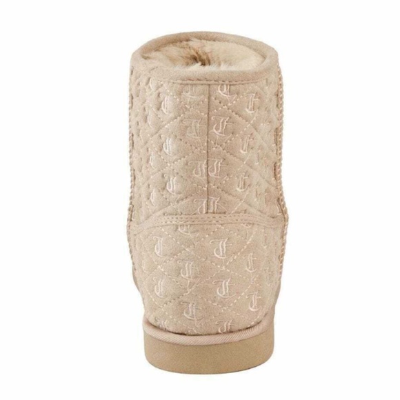 NEW Juicy Couture Womens Kave Faux Fur Boots Booties Pull On Quilted Logo NIB - Picture 2 of 6